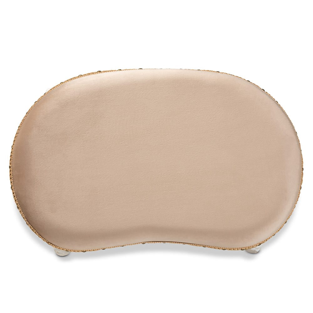 Baxton Studio - Gabrielle Ottoman in Sand/White/Gold - HL6B-A012-White-Otto view 6