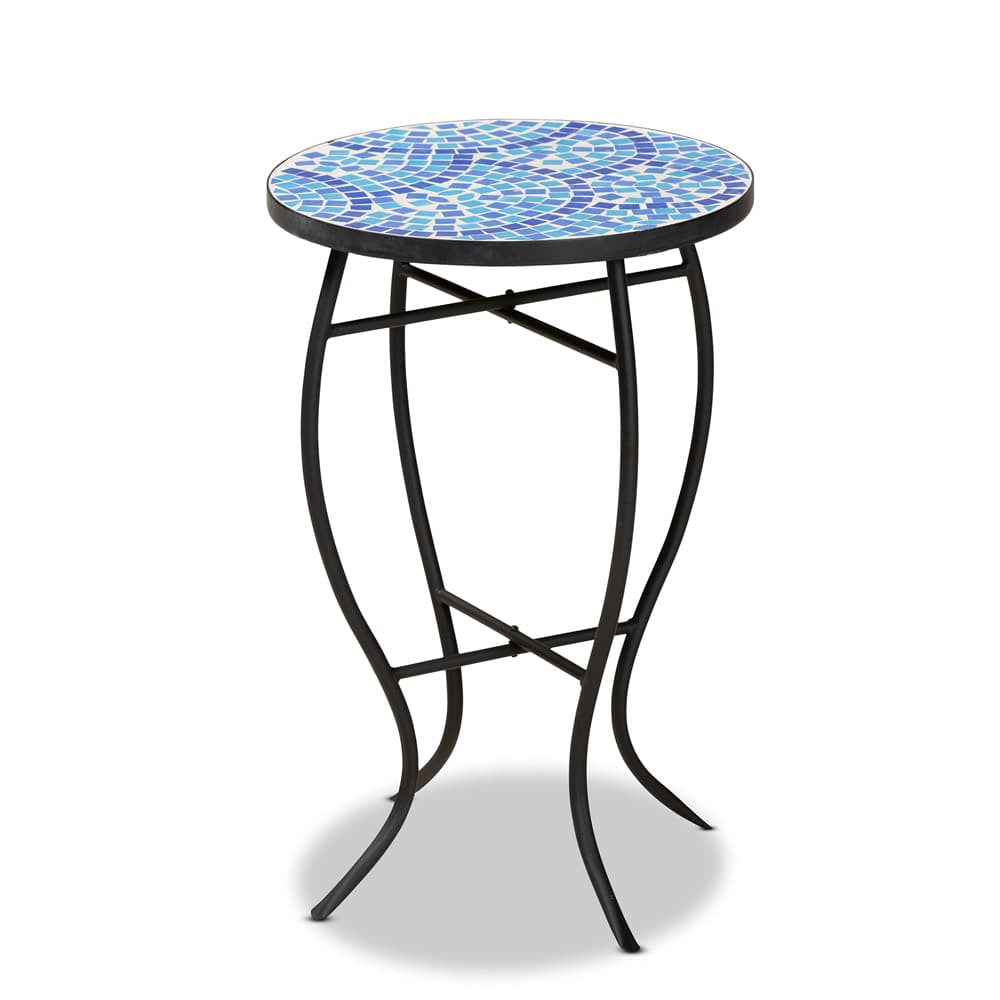 Baxton Studio - GaeNor Plant Stand in Black/Blue - H01-97880-Mosaic Plant Stand view 1
