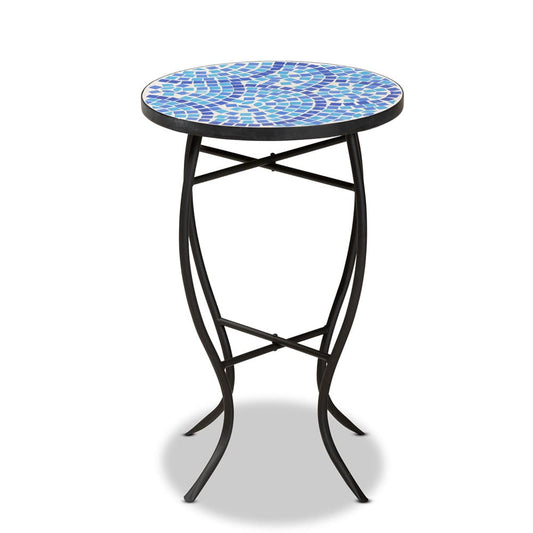Baxton Studio - GaeNor Plant Stand in Black/Blue - H01-97880-Mosaic Plant Stand view 2