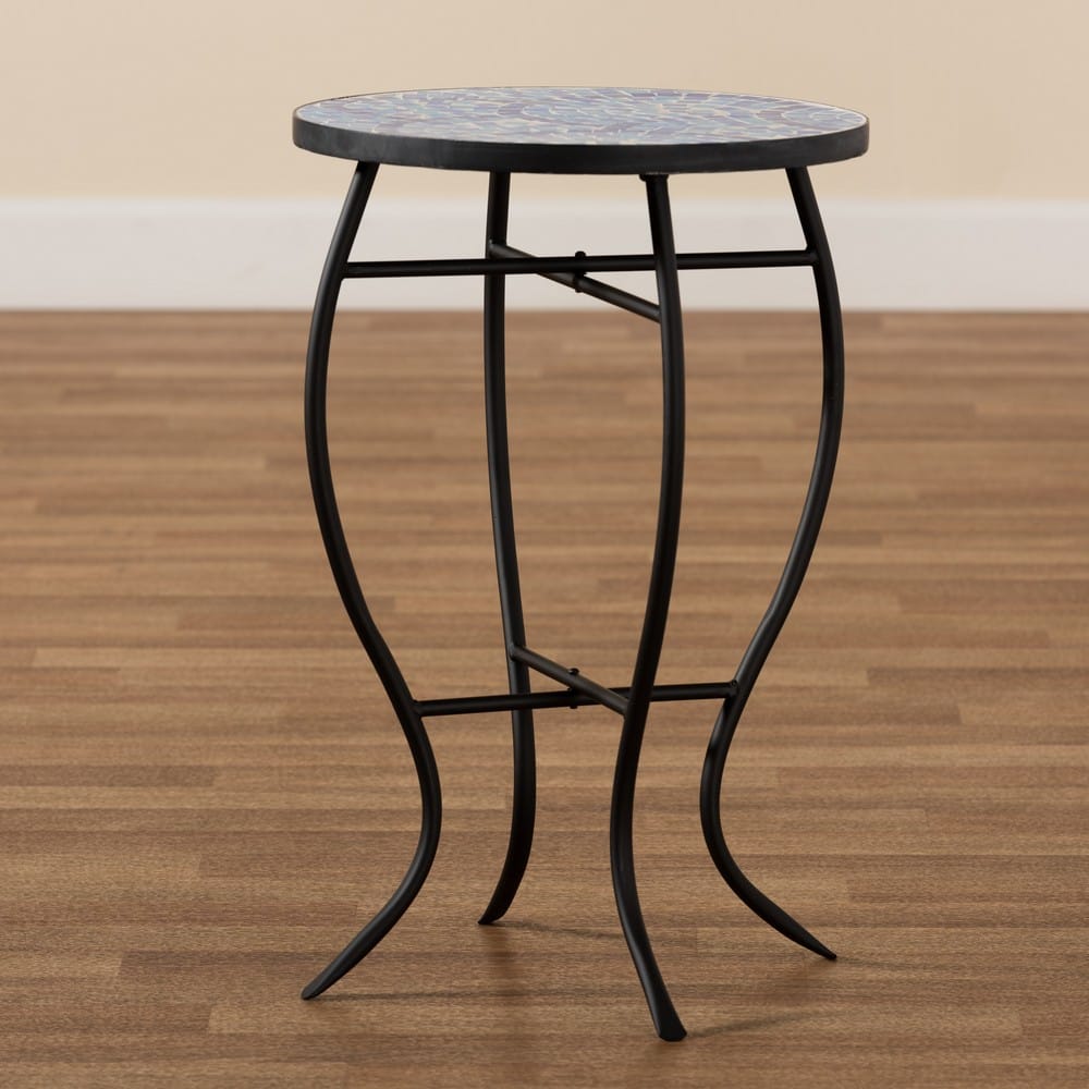 Baxton Studio - GaeNor Plant Stand in Black/Blue - H01-97880-Mosaic Plant Stand view 7