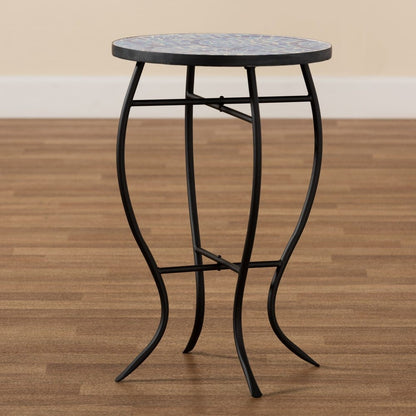 Baxton Studio - GaeNor Plant Stand in Black/Blue - H01-97880-Mosaic Plant Stand view 7
