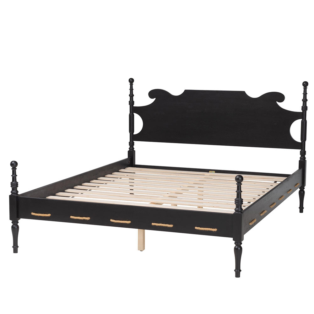 Baxton Studio - Gaetano Queen Size Bed in Black - MG0262-Black-Queen view 3