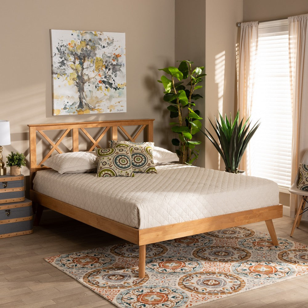 Baxton Studio - Galvin Queen Size Bed in Brown - SW8219-Rustic Brown-Queen view 6