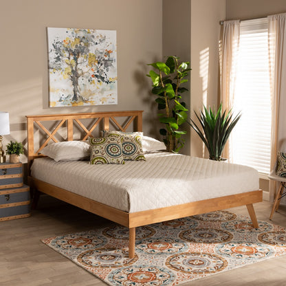 Baxton Studio - Galvin Queen Size Bed in Brown - SW8219-Rustic Brown-Queen view 6