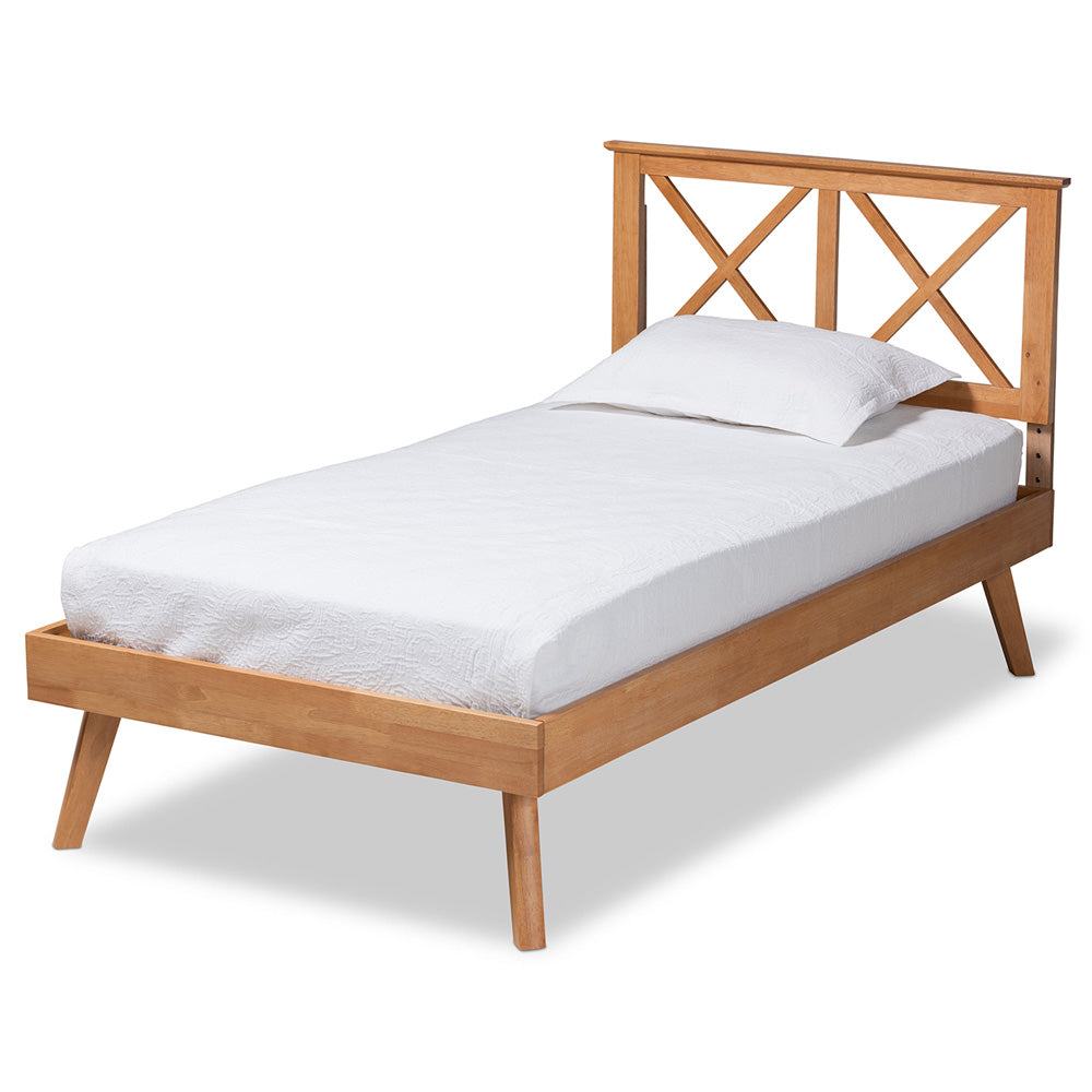 Baxton Studio - Galvin Twin Size Bed in Brown - SW8219-Rustic Brown-Twin view 1