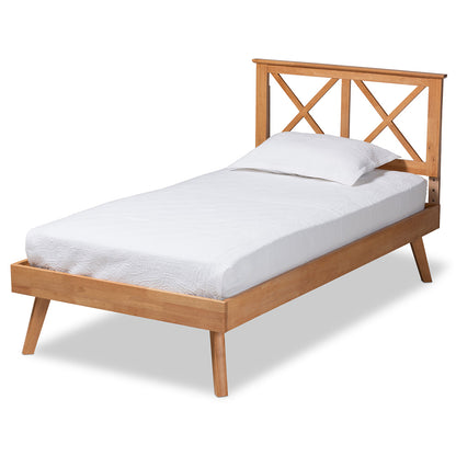 Baxton Studio - Galvin Twin Size Bed in Brown - SW8219-Rustic Brown-Twin view 1