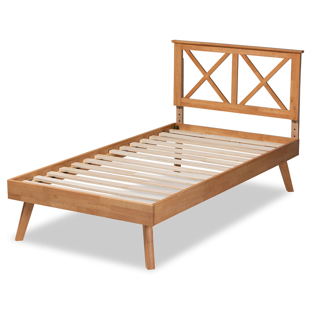 Baxton Studio - Galvin Twin Size Bed in Brown - SW8219-Rustic Brown-Twin view 3