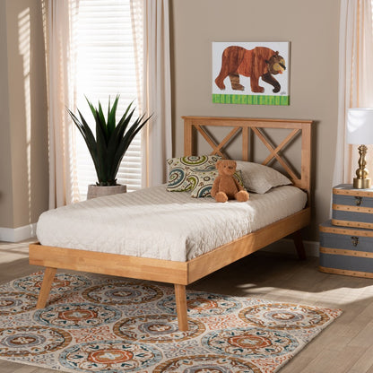 Baxton Studio - Galvin Twin Size Bed in Brown - SW8219-Rustic Brown-Twin view 6