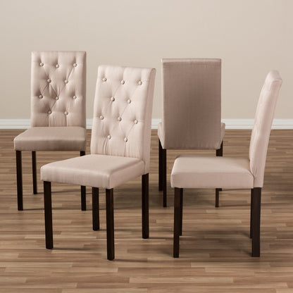 Baxton Studio - Gardner Set of 4 Dining Chairs in Beige/Dark Brown - Andrew-DC-10-Buttons-Beige view 5