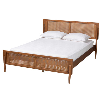 Baxton Studio - Gardwin King Size Bed in Ash Walnut/Light Brown - MG0089-Ash Walnut Rattan-King view 1