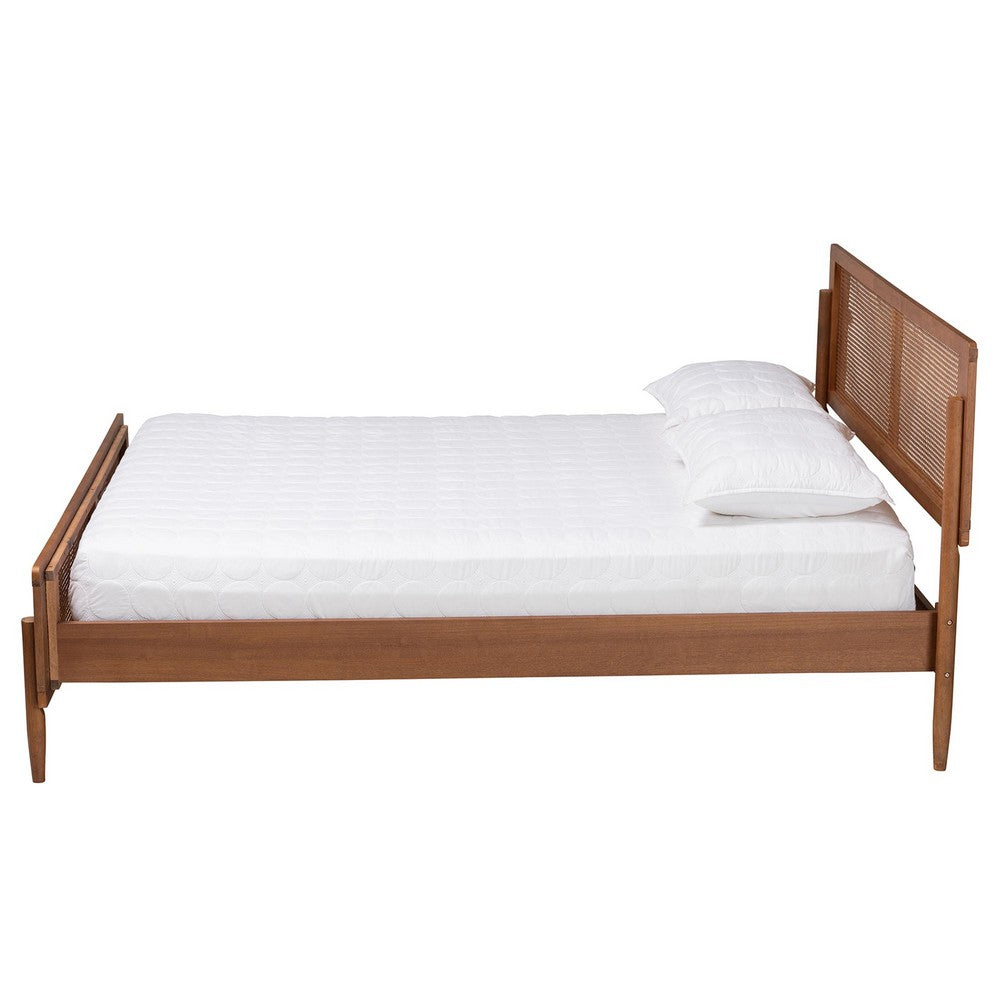 Baxton Studio - Gardwin King Size Bed in Ash Walnut/Light Brown - MG0089-Ash Walnut Rattan-King view 2