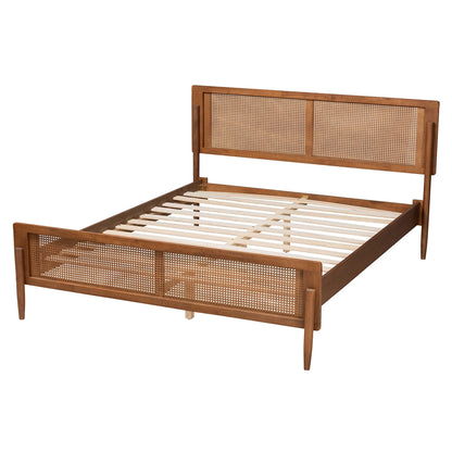 Baxton Studio - Gardwin King Size Bed in Ash Walnut/Light Brown - MG0089-Ash Walnut Rattan-King view 3