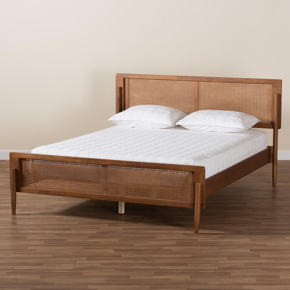Baxton Studio - Gardwin King Size Bed in Ash Walnut/Light Brown - MG0089-Ash Walnut Rattan-King view 7