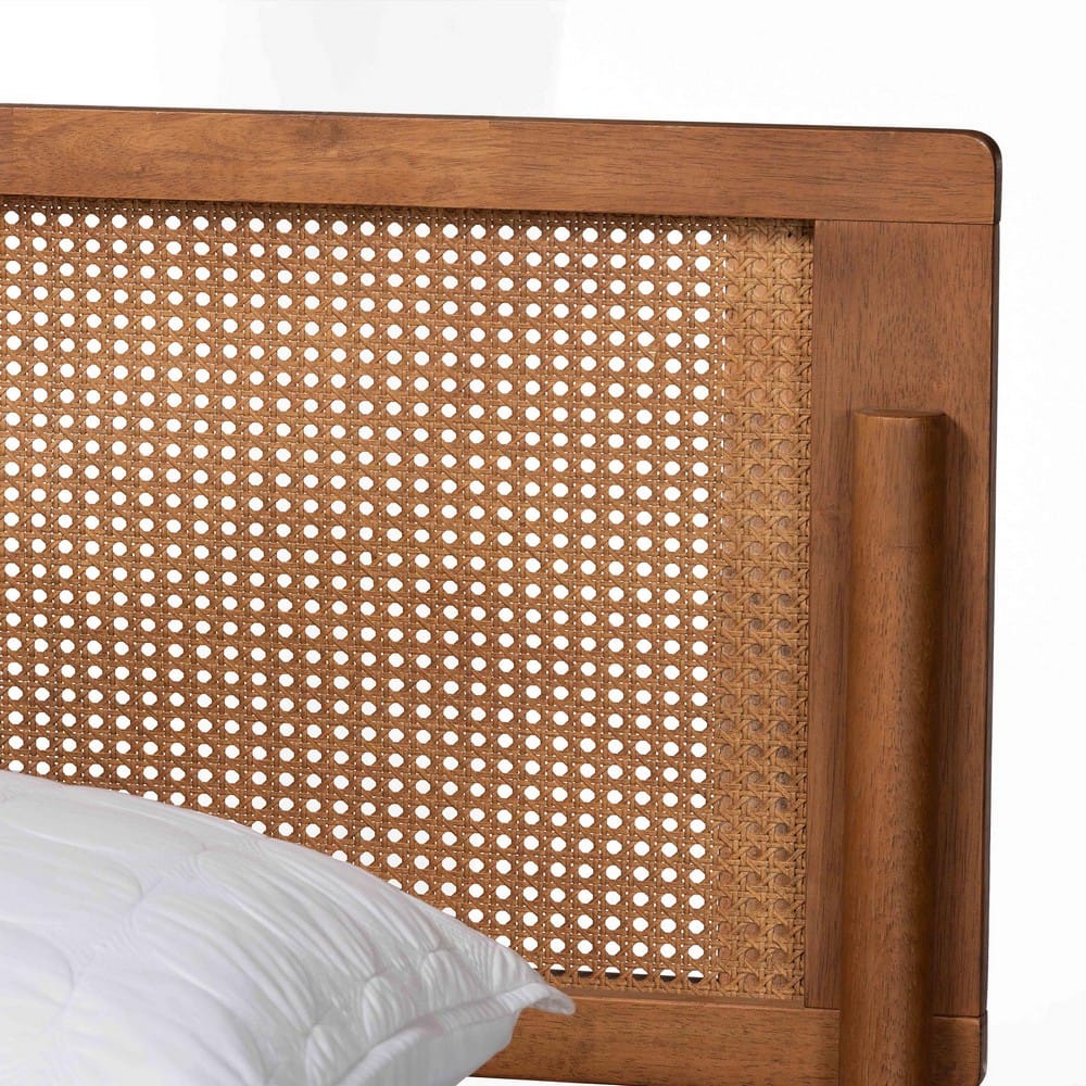 Baxton Studio - Gardwin Queen Size Bed in Ash Walnut/Light Brown - MG0089-Ash Walnut Rattan-Queen view 4