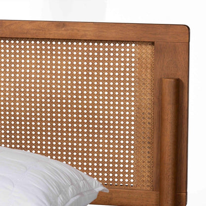 Baxton Studio - Gardwin Queen Size Bed in Ash Walnut/Light Brown - MG0089-Ash Walnut Rattan-Queen view 4