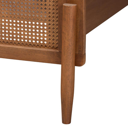 Baxton Studio - Gardwin Queen Size Bed in Ash Walnut/Light Brown - MG0089-Ash Walnut Rattan-Queen view 5