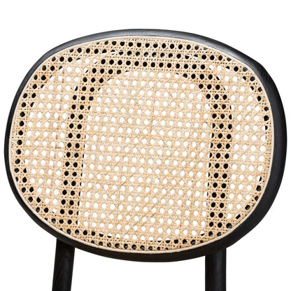 Baxton Studio - Garold Set of 2 Dining Chairs in Beige/Black - C19-Black-Beechwood/Rattan-DC view 4