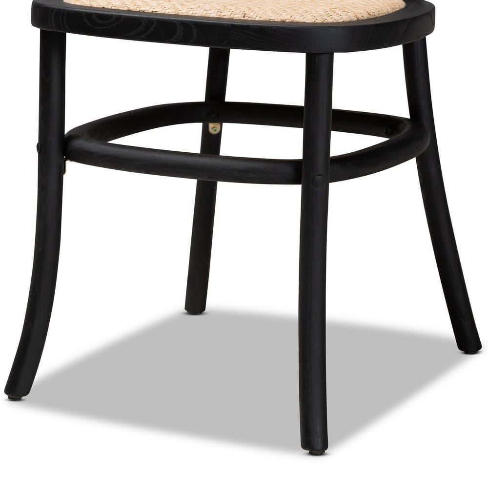 Baxton Studio - Garold Set of 2 Dining Chairs in Beige/Black - C19-Black-Beechwood/Rattan-DC view 5