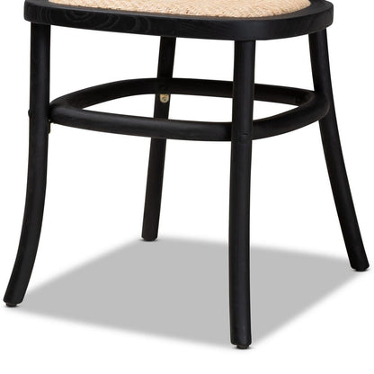 Baxton Studio - Garold Set of 2 Dining Chairs in Beige/Black - C19-Black-Beechwood/Rattan-DC view 5
