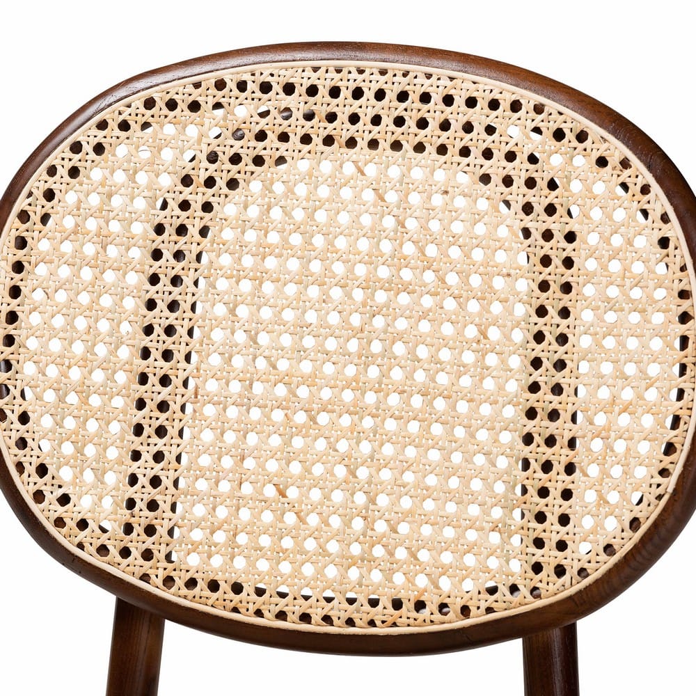 Baxton Studio - Garold Set of 2 Dining Chairs in Beige/Walnut Brown - C19-Walnut-Beechwood/Rattan-DC view 4