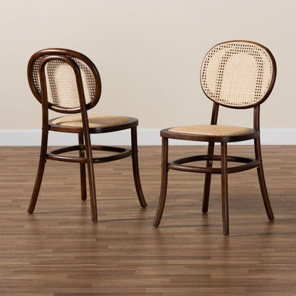 Baxton Studio - Garold Set of 2 Dining Chairs in Beige/Walnut Brown - C19-Walnut-Beechwood/Rattan-DC view 8