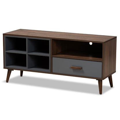 Baxton Studio - Garrick TV Stand in Grey/Walnut Brown - TV8018-Walnut/Grey-TV view 1
