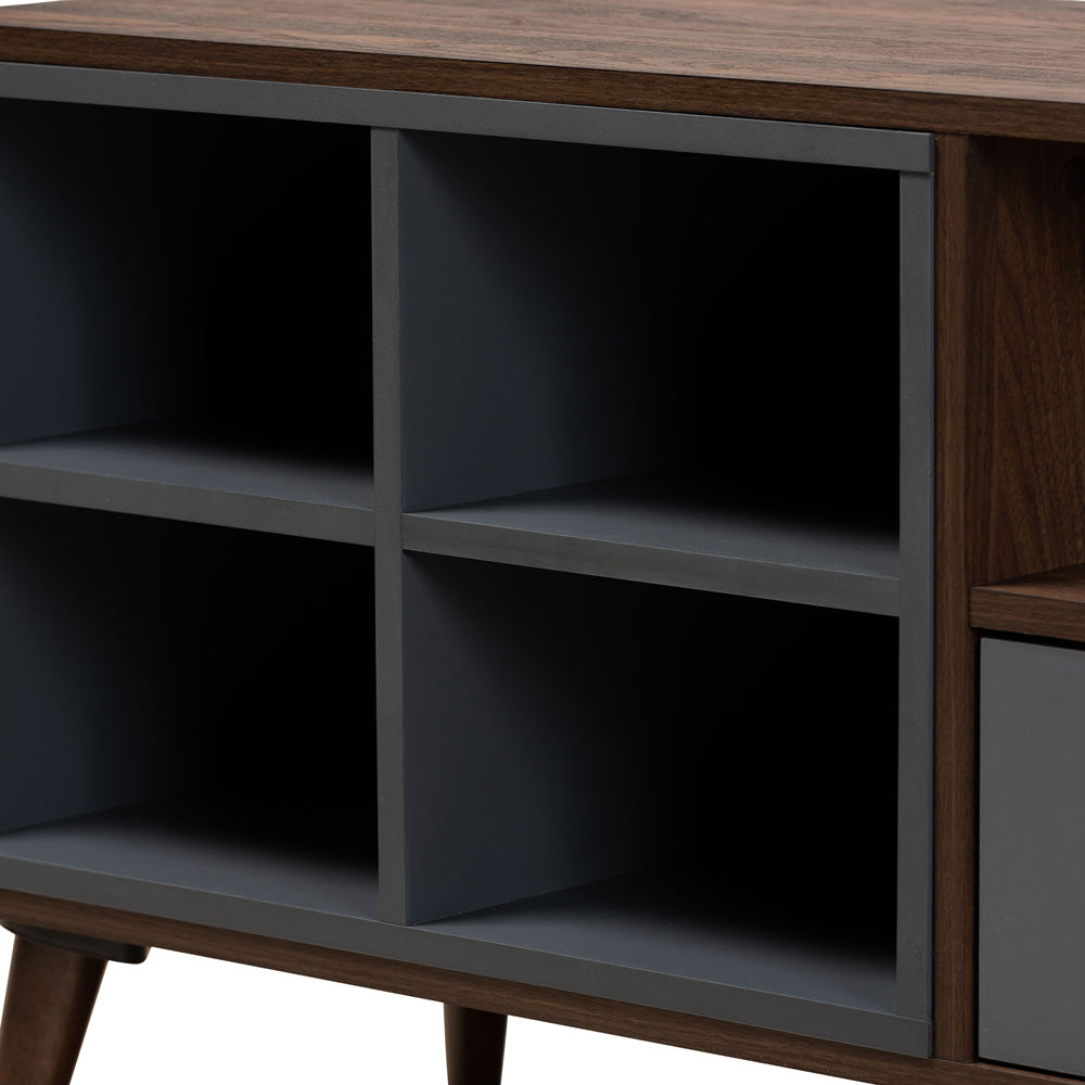 Baxton Studio - Garrick TV Stand in Grey/Walnut Brown - TV8018-Walnut/Grey-TV view 5