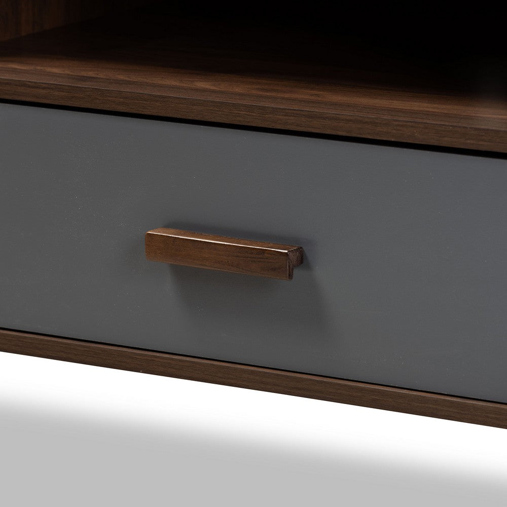 Baxton Studio - Garrick TV Stand in Grey/Walnut Brown - TV8018-Walnut/Grey-TV view 6