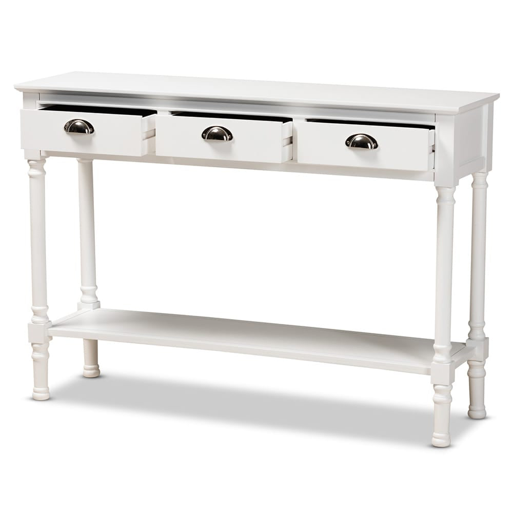 Baxton Studio - Garvey Console Table in White - JY20A373-Antique White-Console view 2