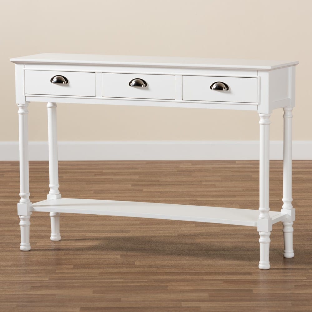 Baxton Studio - Garvey Console Table in White - JY20A373-Antique White-Console view 8