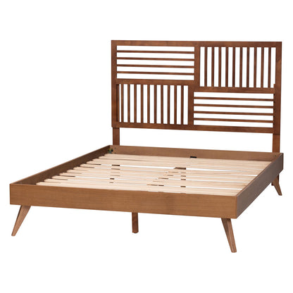Baxton Studio - Gemma King Bed w/ Headboard in Ash Walnut - Gemma-Ash Walnut-King view 3