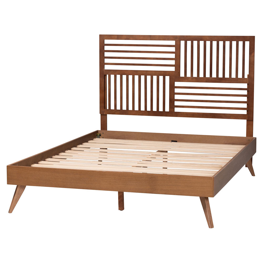 Baxton Studio - Gemma Queen Size Bed in Ash Walnut - Gemma-Ash Walnut-Queen view 3