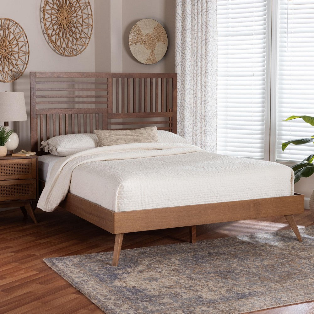 Baxton Studio - Gemma Queen Size Bed in Ash Walnut - Gemma-Ash Walnut-Queen view 7