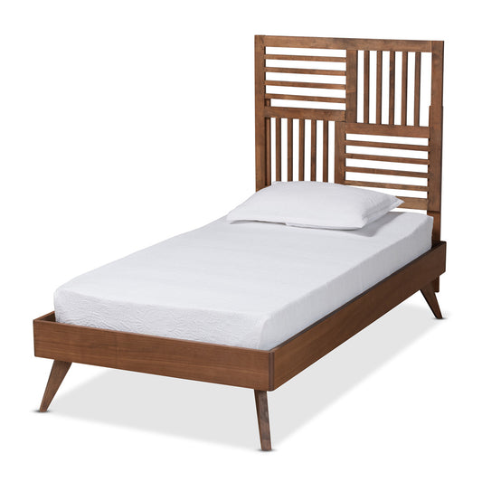 Baxton Studio - Gemma Twin Size Bed in Walnut Brown - Gemma-Ash Walnut-Twin view 1