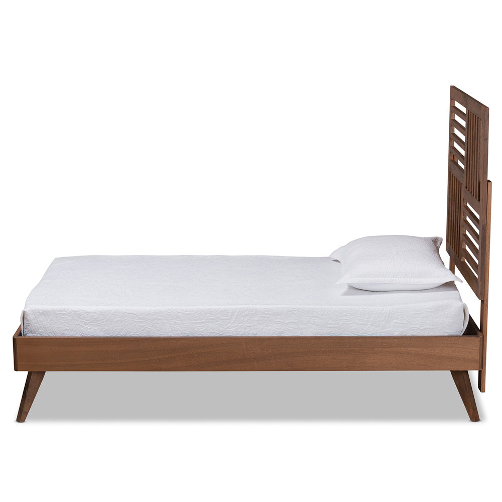 Baxton Studio - Gemma Twin Size Bed in Walnut Brown - Gemma-Ash Walnut-Twin view 2