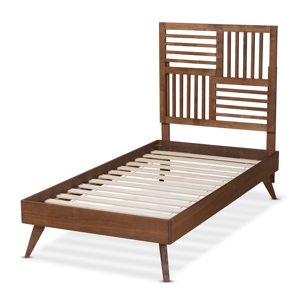 Baxton Studio - Gemma Twin Size Bed in Walnut Brown - Gemma-Ash Walnut-Twin view 3