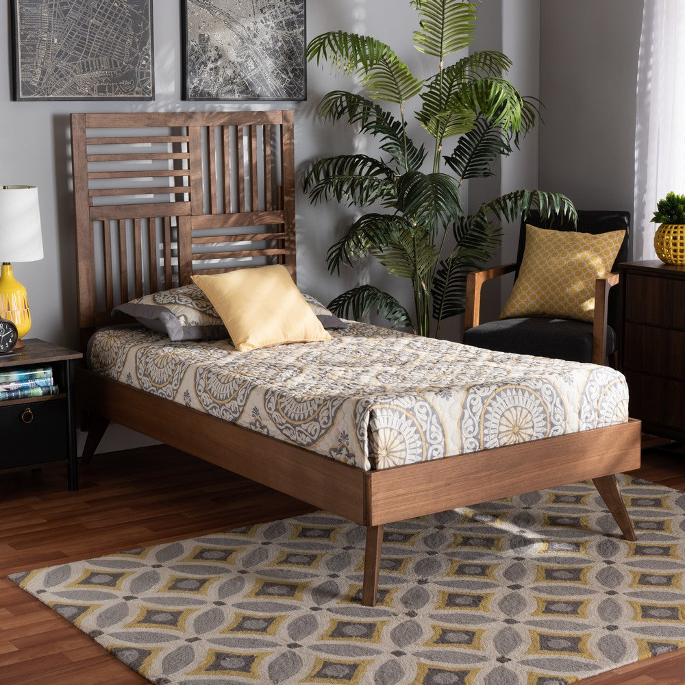 Baxton Studio - Gemma Twin Size Bed in Walnut Brown - Gemma-Ash Walnut-Twin view 6