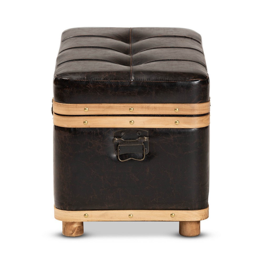 Baxton Studio - Gendry Ottoman in Dark Brown/Oak Brown - JY20B054L-Dark Brown-Large Otto view 4