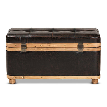 Baxton Studio - Gendry Ottoman in Dark Brown/Oak Brown - JY20B054L-Dark Brown-Large Otto view 5