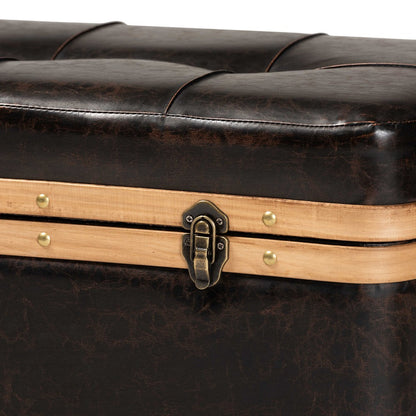 Baxton Studio - Gendry Ottoman in Dark Brown/Oak Brown - JY20B054L-Dark Brown-Large Otto view 7