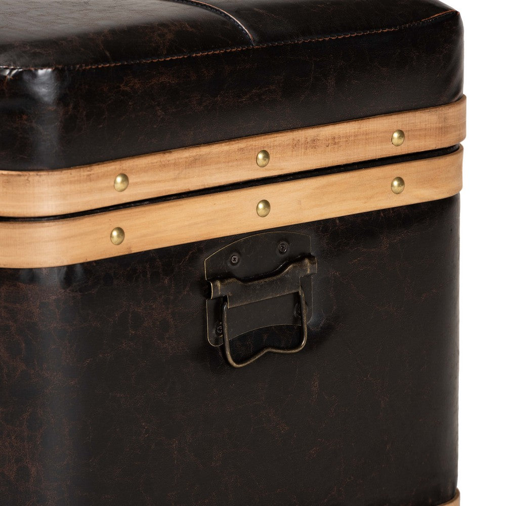 Baxton Studio - Gendry Ottoman in Dark Brown/Oak Brown - JY20B054L-Dark Brown-Large Otto view 8