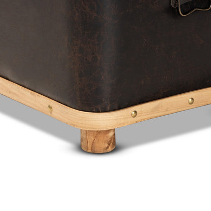 Baxton Studio - Gendry Ottoman in Dark Brown/Oak Brown - JY20B054L-Dark Brown-Large Otto view 9
