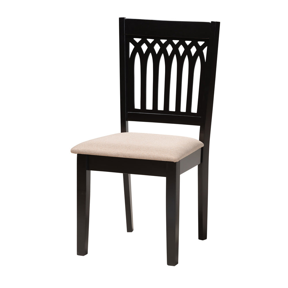 Baxton Studio - Genesis Dining Set in Beige/Dark Brown - RH389C-Sand/Dark Brown-5PC Dining Set view 2