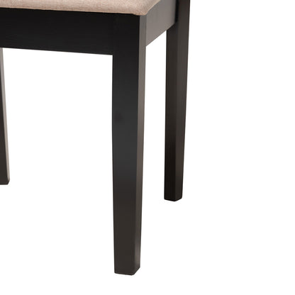 Baxton Studio - Genesis Dining Set in Beige/Dark Brown - RH389C-Sand/Dark Brown-5PC Dining Set view 6