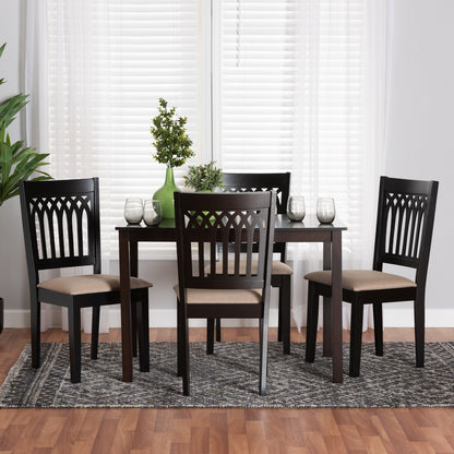 Baxton Studio - Genesis Dining Set in Beige/Dark Brown - RH389C-Sand/Dark Brown-5PC Dining Set view 8