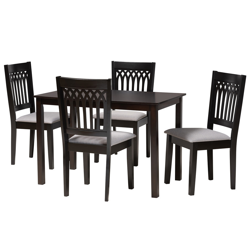 Baxton Studio - Genesis Dining Set in Grey/Dark Brown - RH389C-Grey/Dark Brown-5PC Dining Set view 1