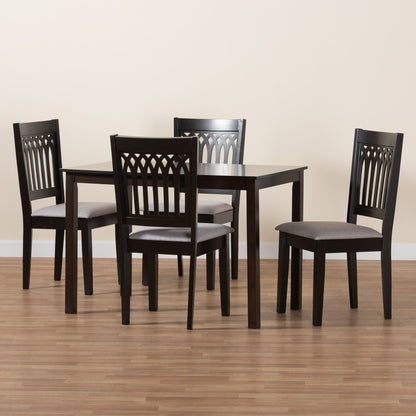 Baxton Studio - Genesis Dining Set in Grey/Dark Brown - RH389C-Grey/Dark Brown-5PC Dining Set view 9