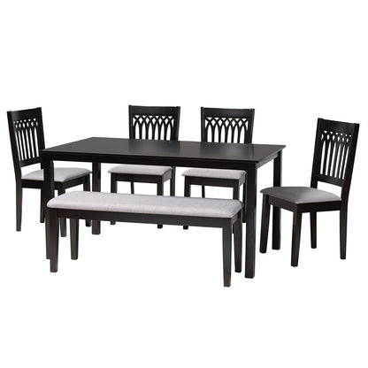 Baxton Studio - Genesis Dining Set in Grey/Dark Brown - RH389C-Grey/Dark Brown-6PC Dining Set view 1