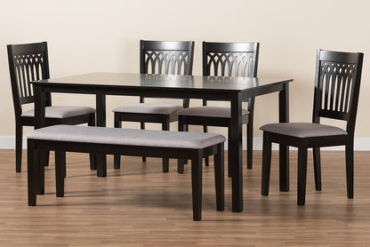 Baxton Studio - Genesis Dining Set in Grey/Dark Brown - RH389C-Grey/Dark Brown-6PC Dining Set view 10