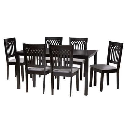 Baxton Studio - Genesis Dining Set in Grey/Dark Brown - RH389C-Grey/Dark Brown-7PC Dining Set view 1